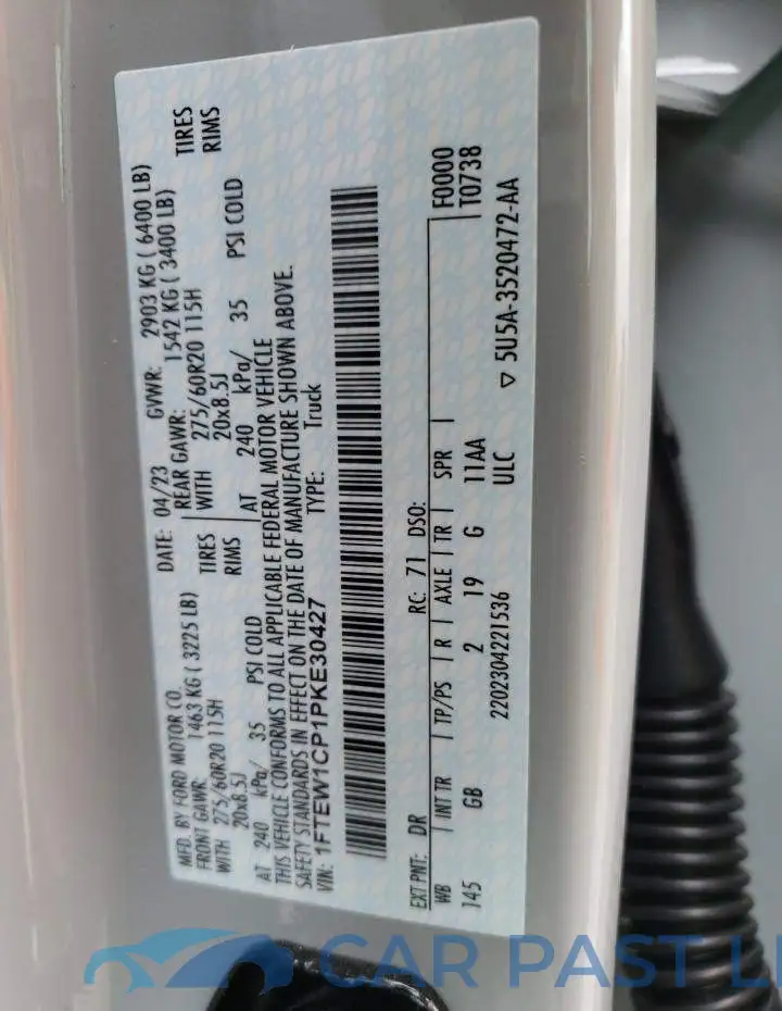 1FTEW1CP1PKE30427# 12