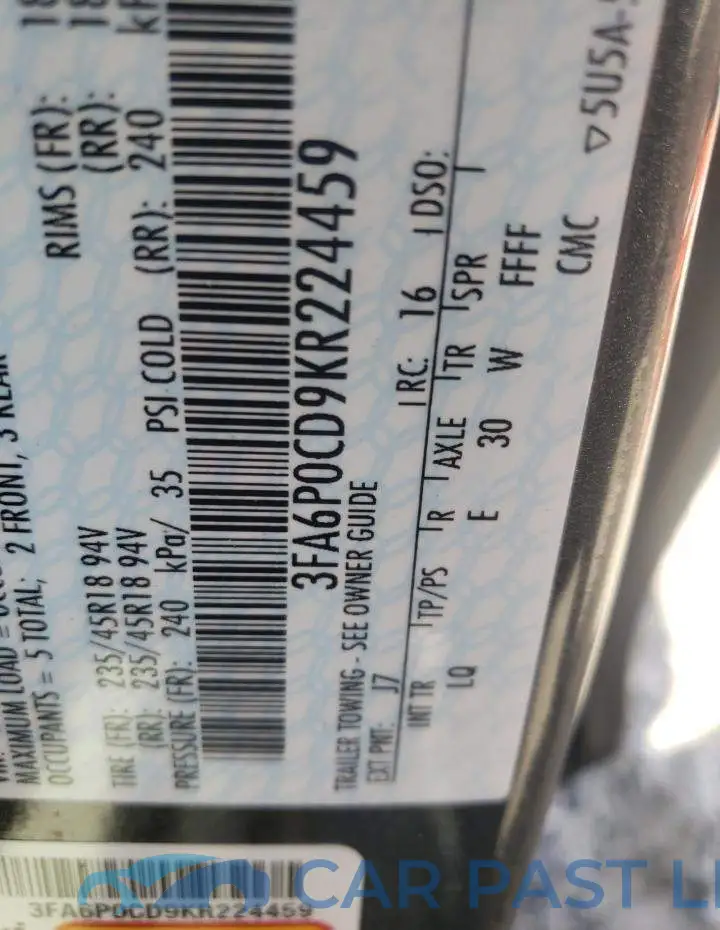 3FA6P0CD9KR224459# 12