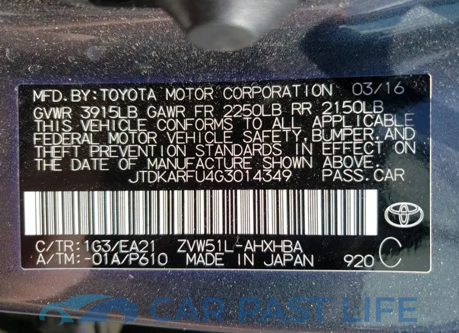 JTDKARFU4G3014349# 12