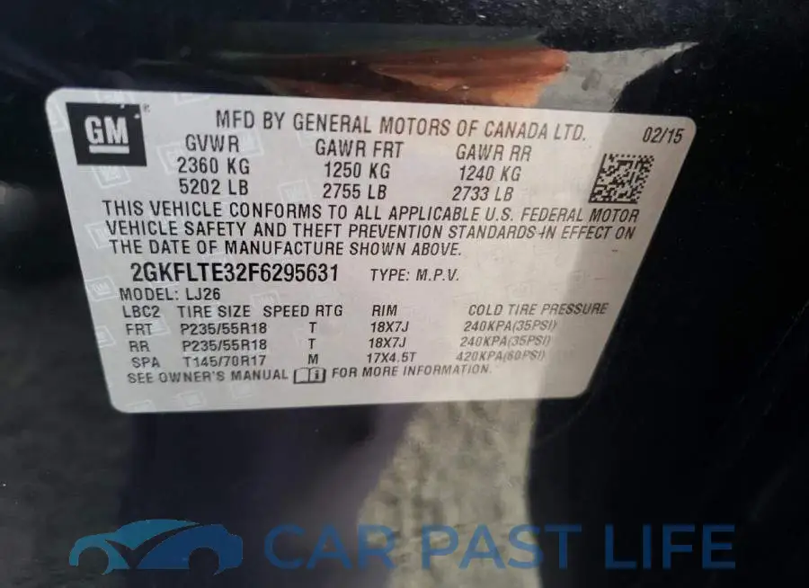 2GKFLTE32F6295631# 13