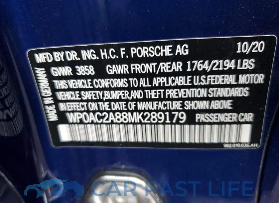 WP0AC2A88MK289179# 12