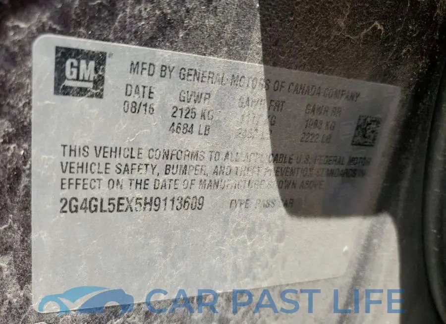 2G4GL5EX5H9113609# 12