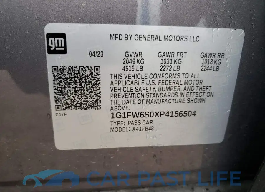 1G1FW6S0XP4156504# 12