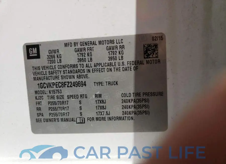 1GCVKPEC8FZ249694# 12