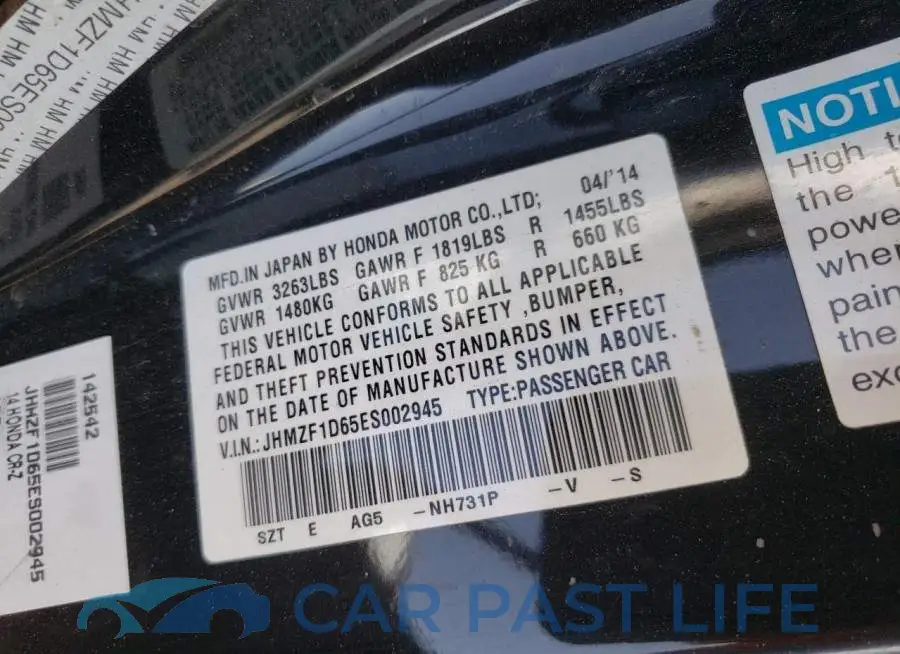 JHMZF1D65ES002945# 12