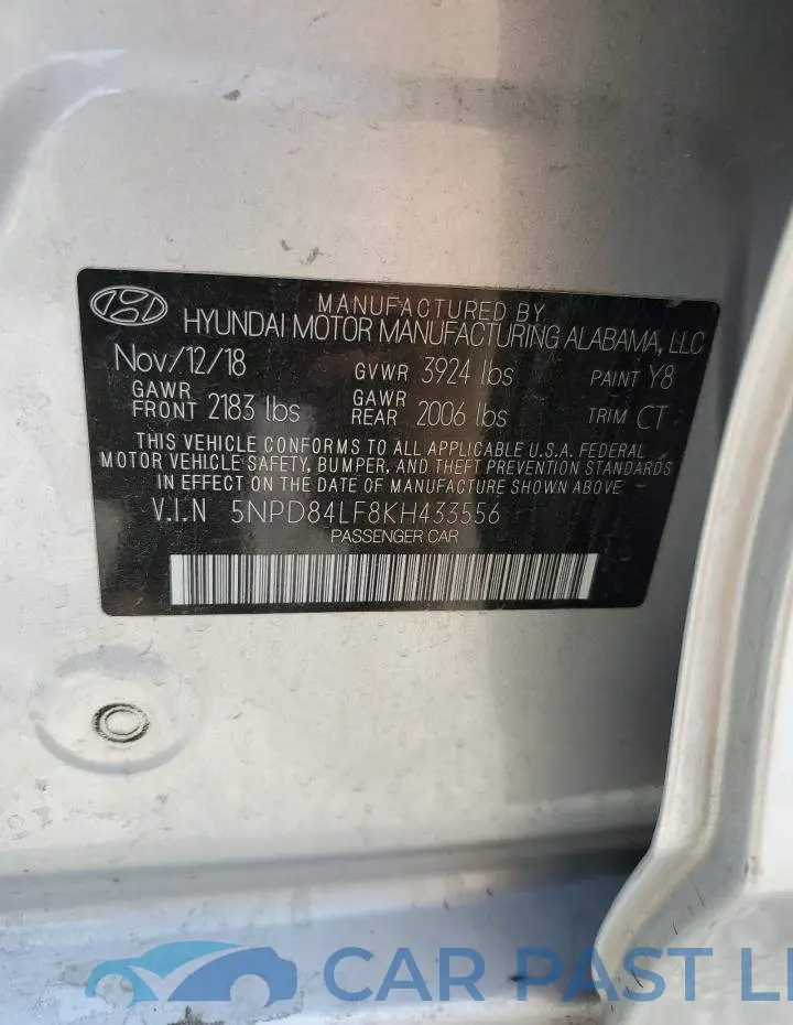 5NPD84LF8KH433556# 12