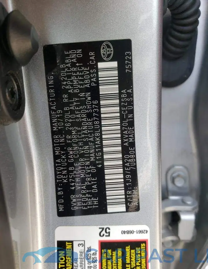 4T1G11AK8LU877376# 13