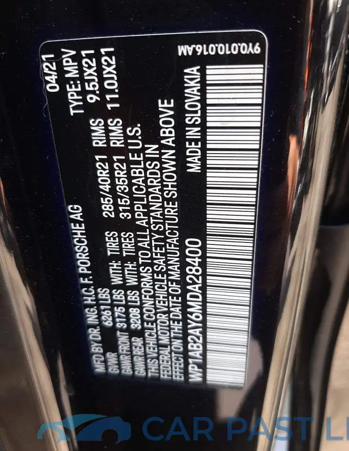 WP1AB2AY6MDA28400# 12