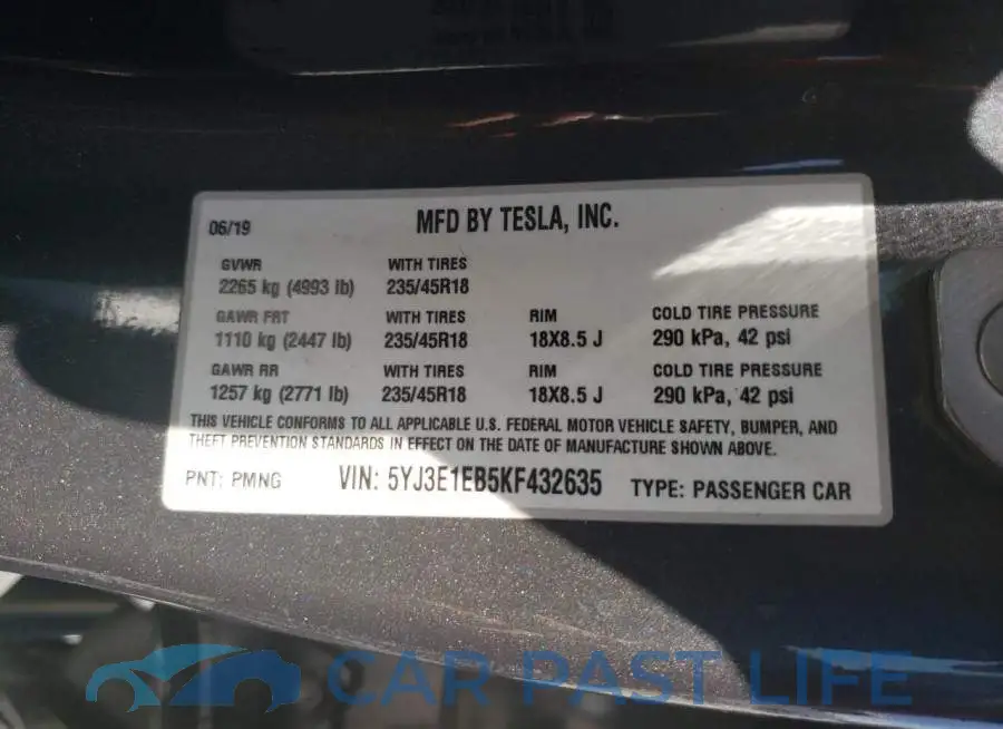 5YJ3E1EB5KF432635# 12