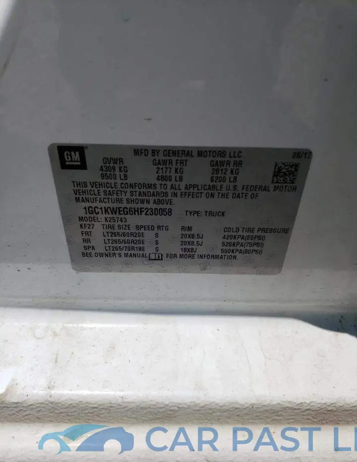 1GC1KWEG6HF230058# 12