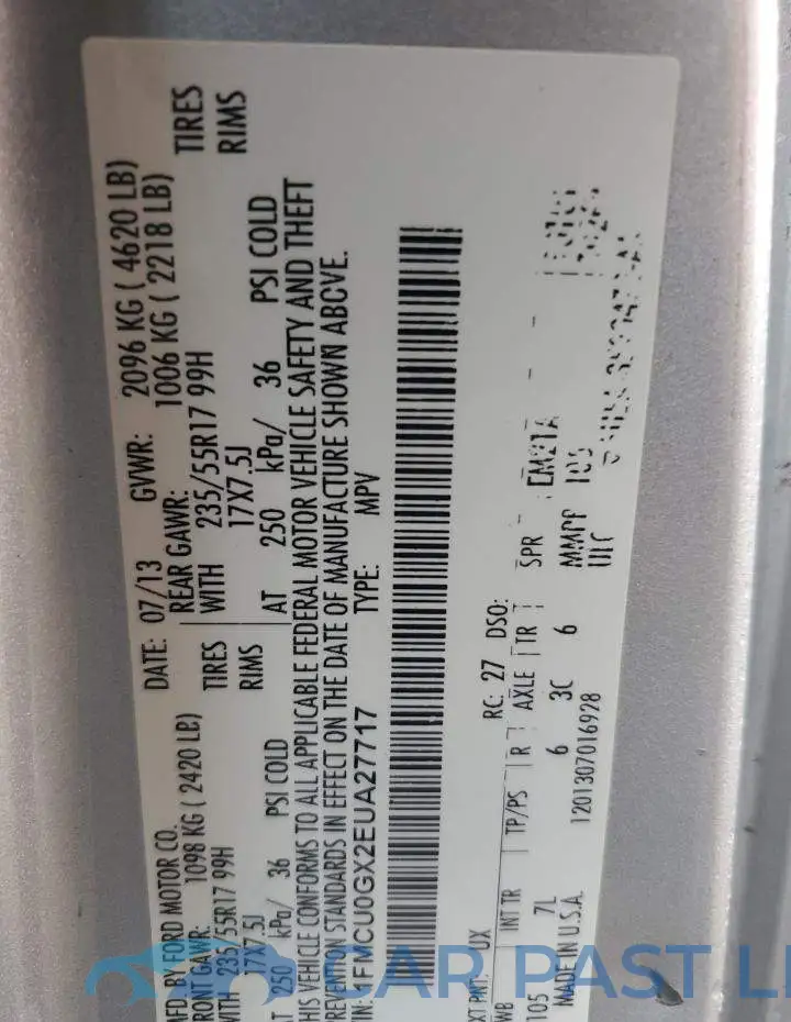 1FMCU0GX2EUA27717# 12