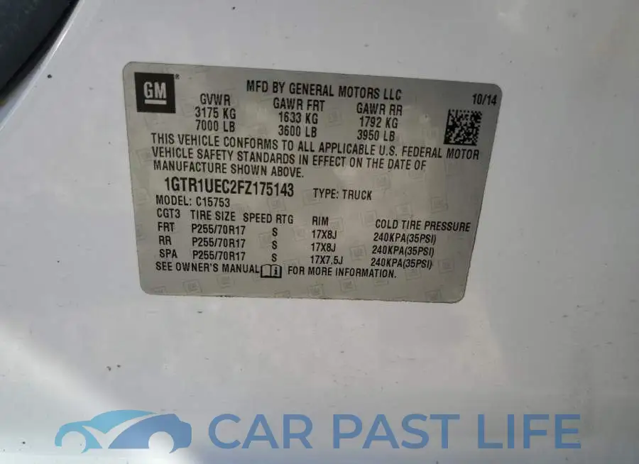 1GTR1UEC2FZ175143# 12