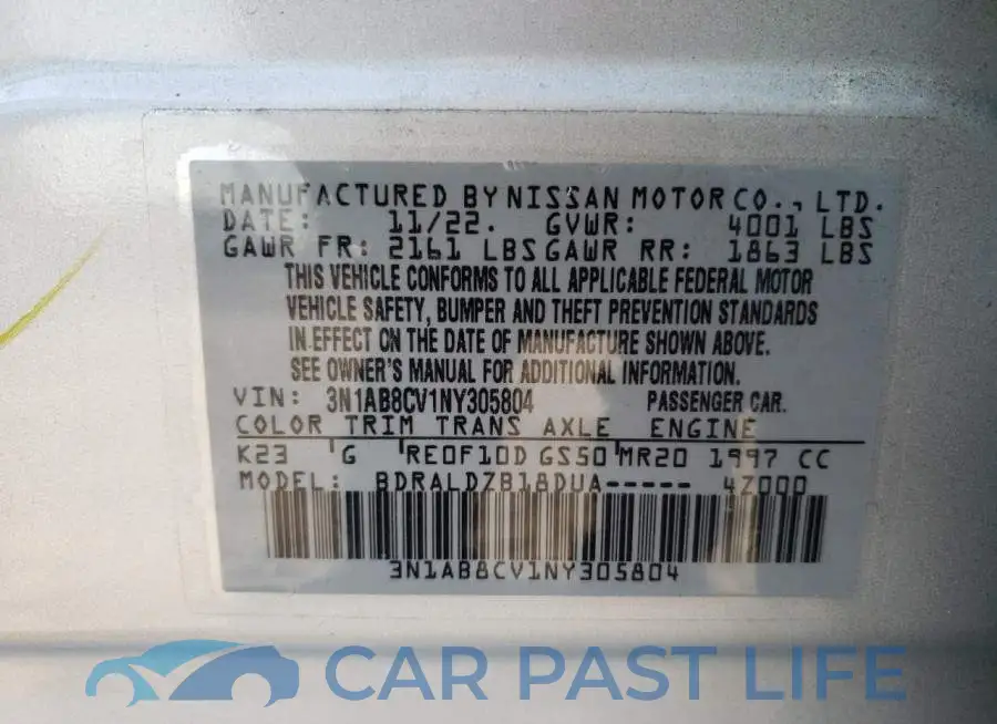 3N1AB8CV1NY305804# 12