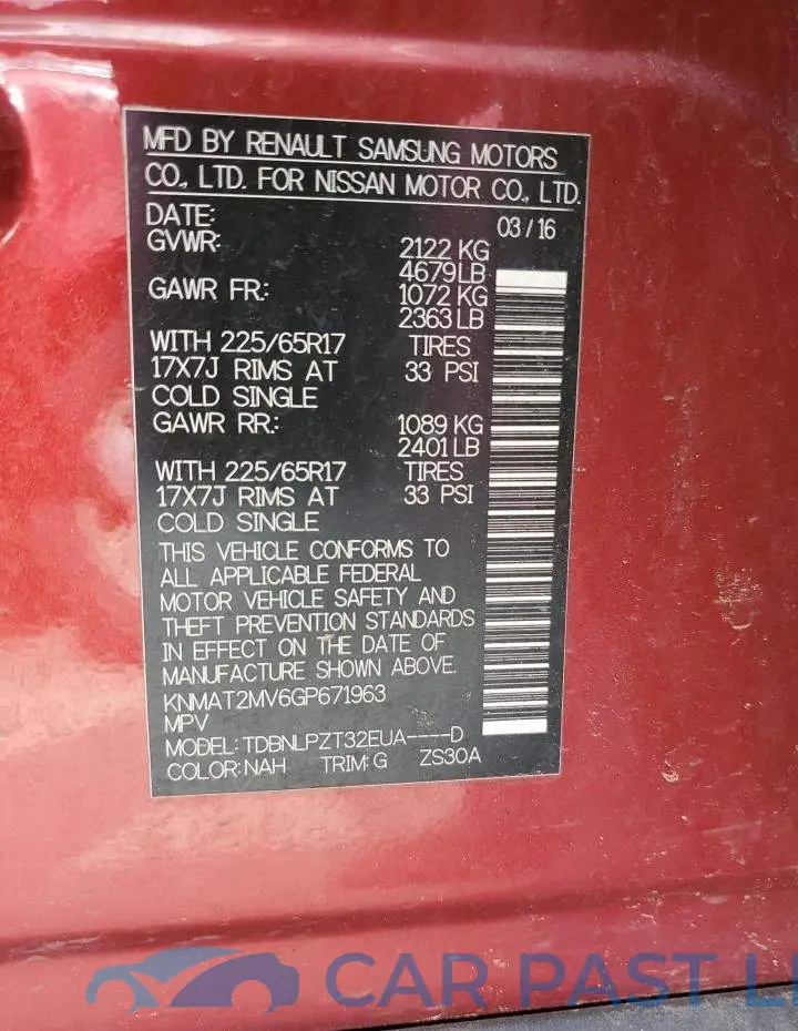 KNMAT2MV6GP671963# 13