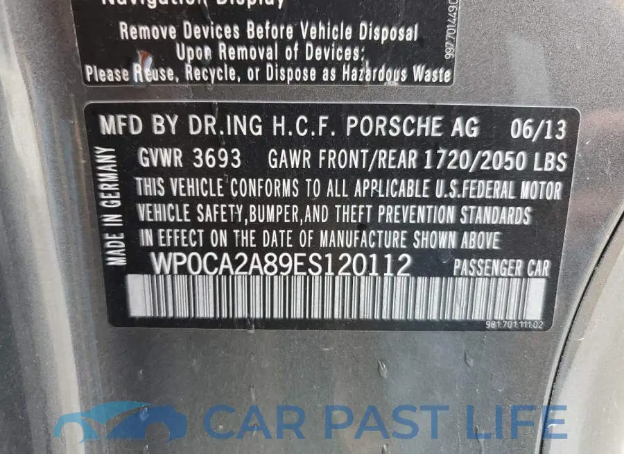 WP0CA2A89ES120112# 12