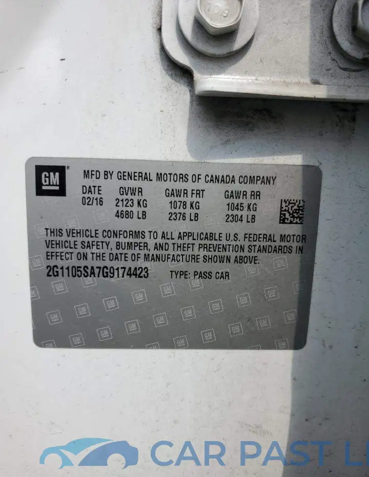 2G1105SA7G9174423# 12