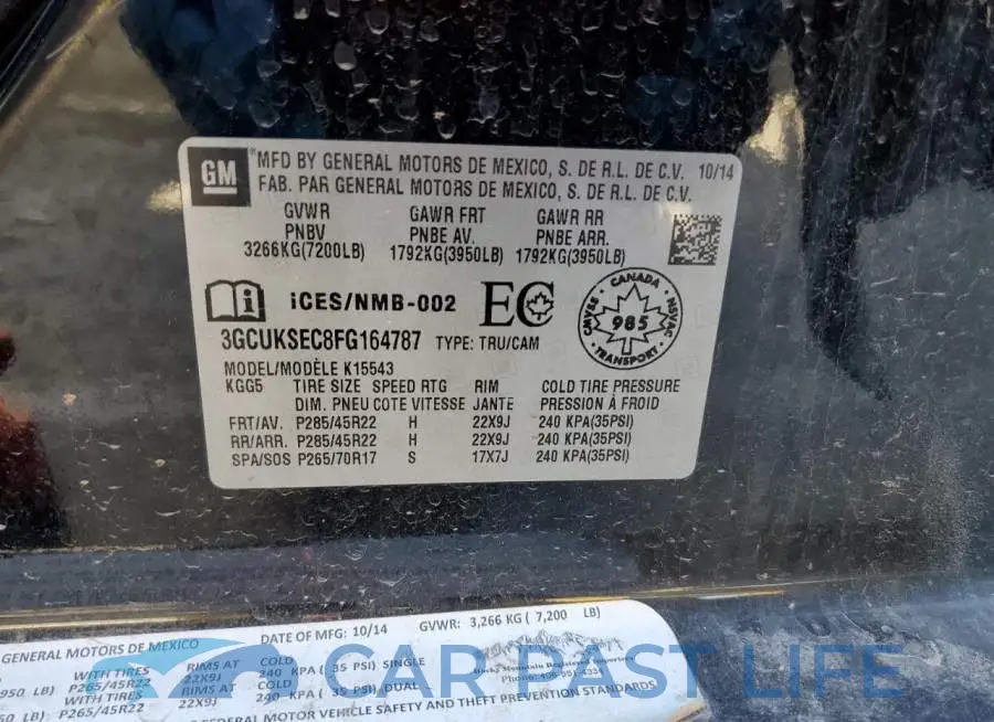3GCUKSEC8FG164787# 12