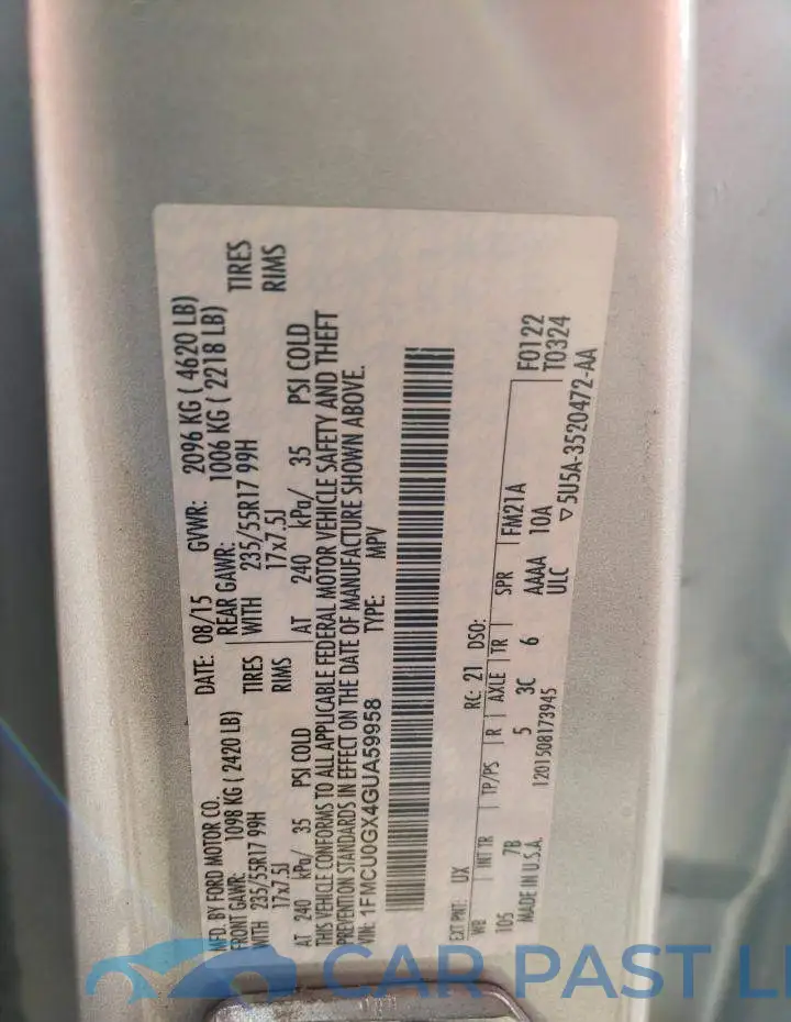 1FMCU0GX4GUA59958# 13
