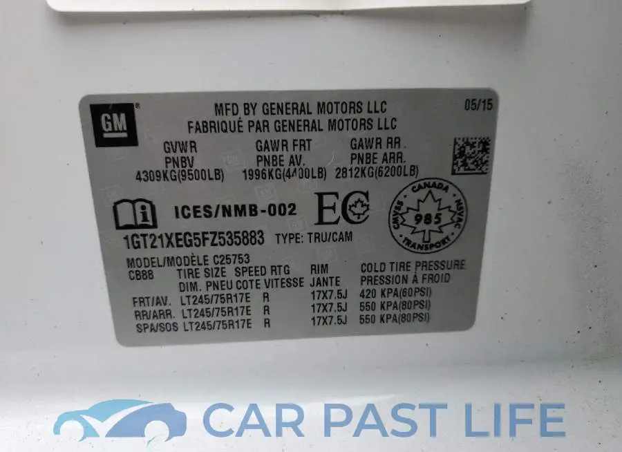 1GT21XEG5FZ535883# 12