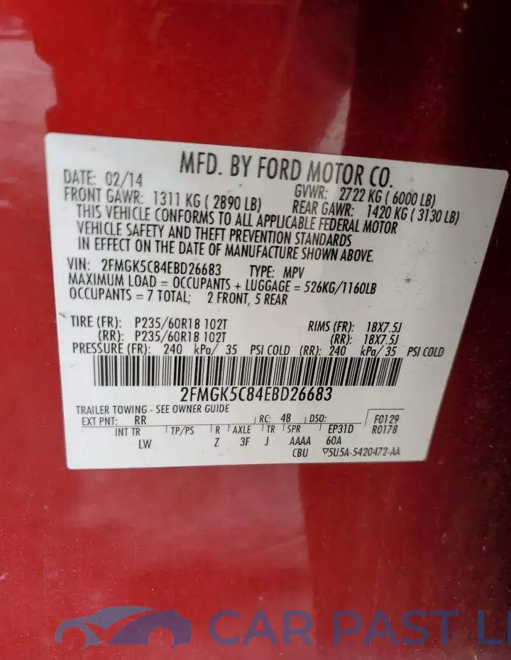 2FMGK5C84EBD26683# 13