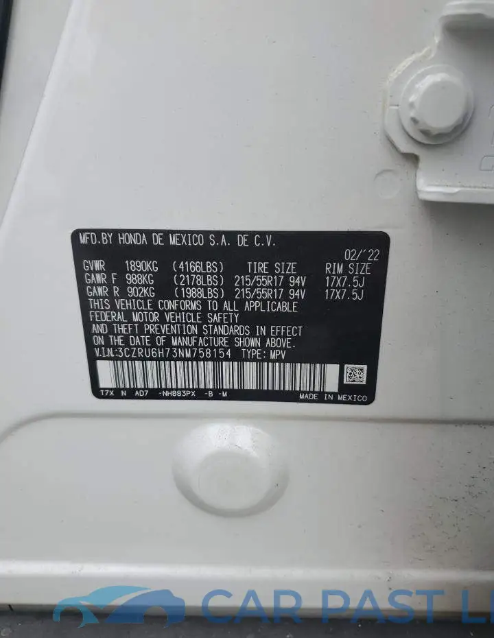 3CZRU6H73NM758154# 12