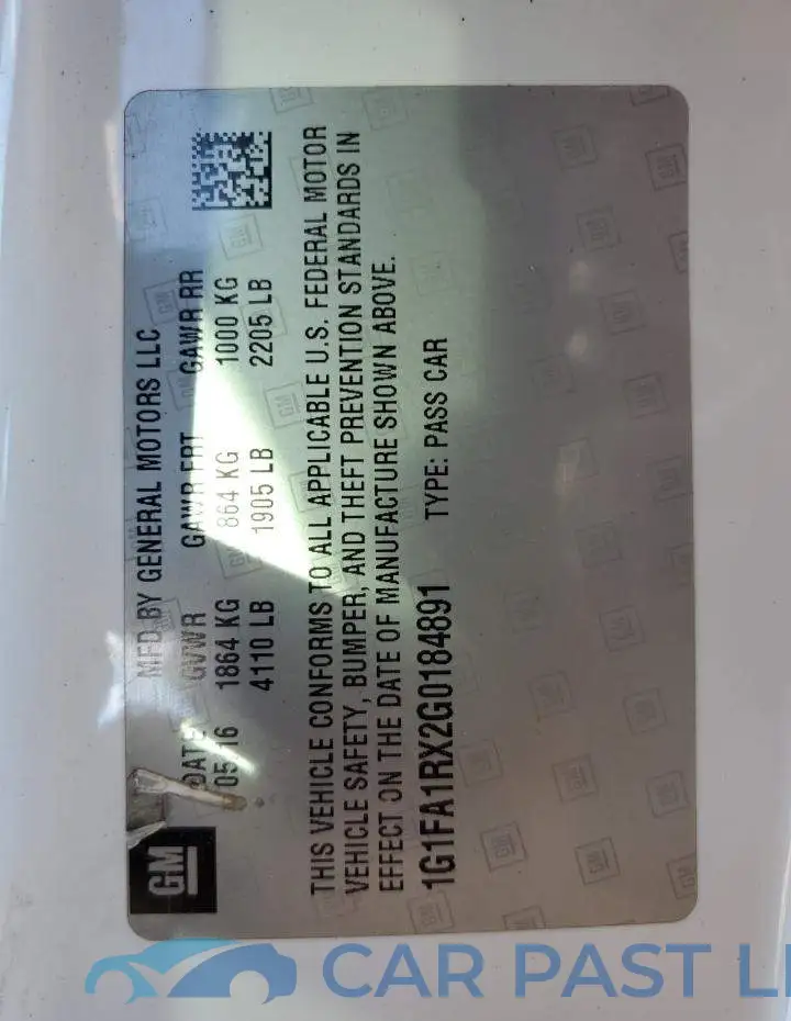 1G1FA1RX2G0184891# 12