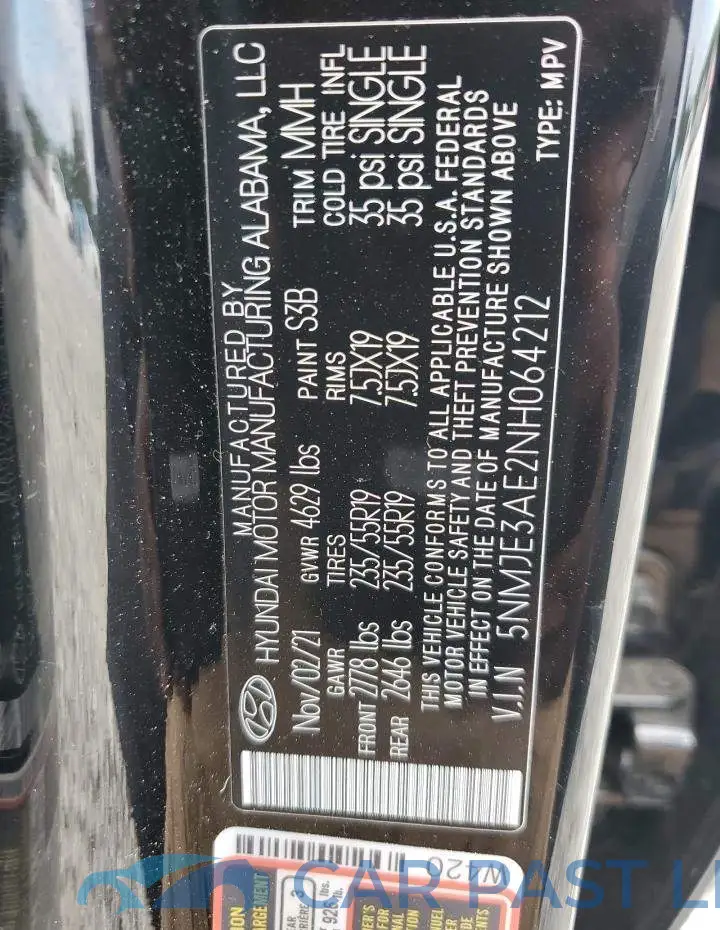 5NMJE3AE2NH064212# 13