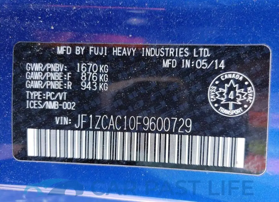 JF1ZCAC10F9600729# 13