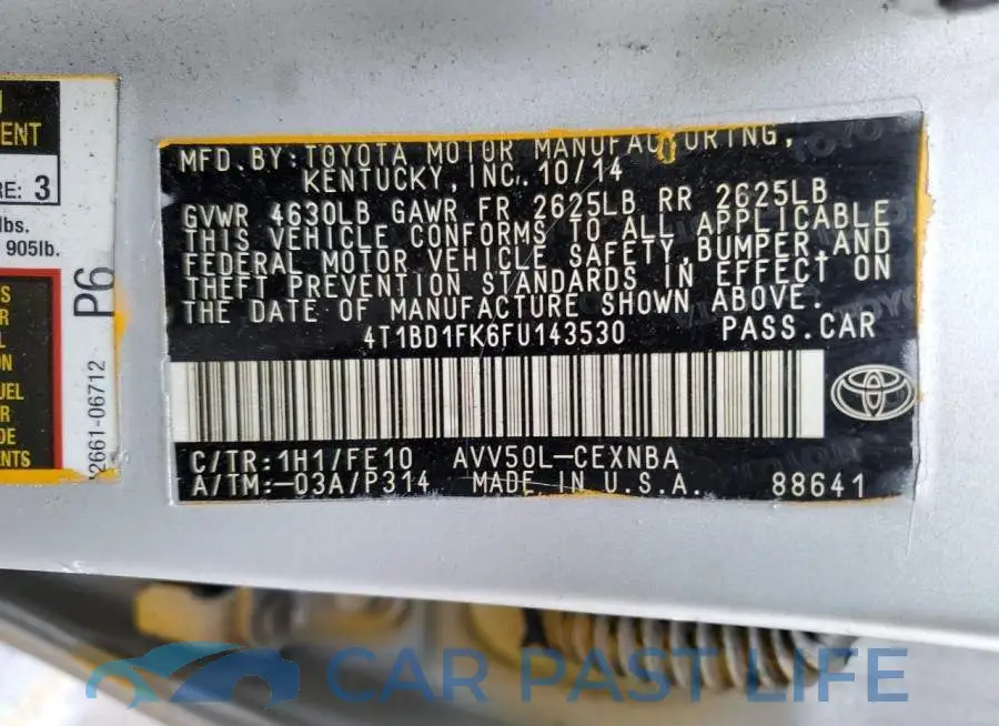 4T1BD1FK6FU143530# 12