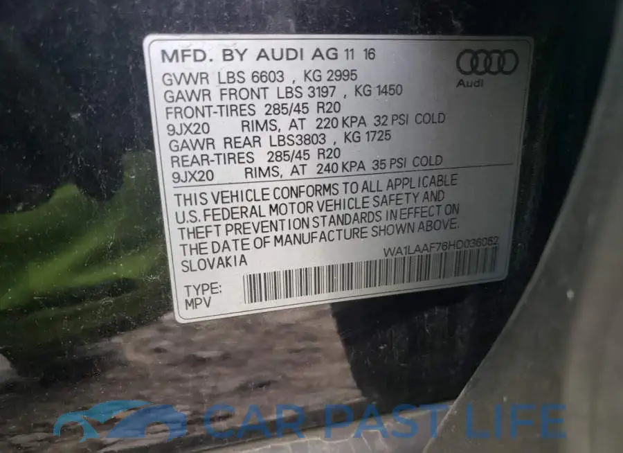 WA1LAAF76HD036052# 13