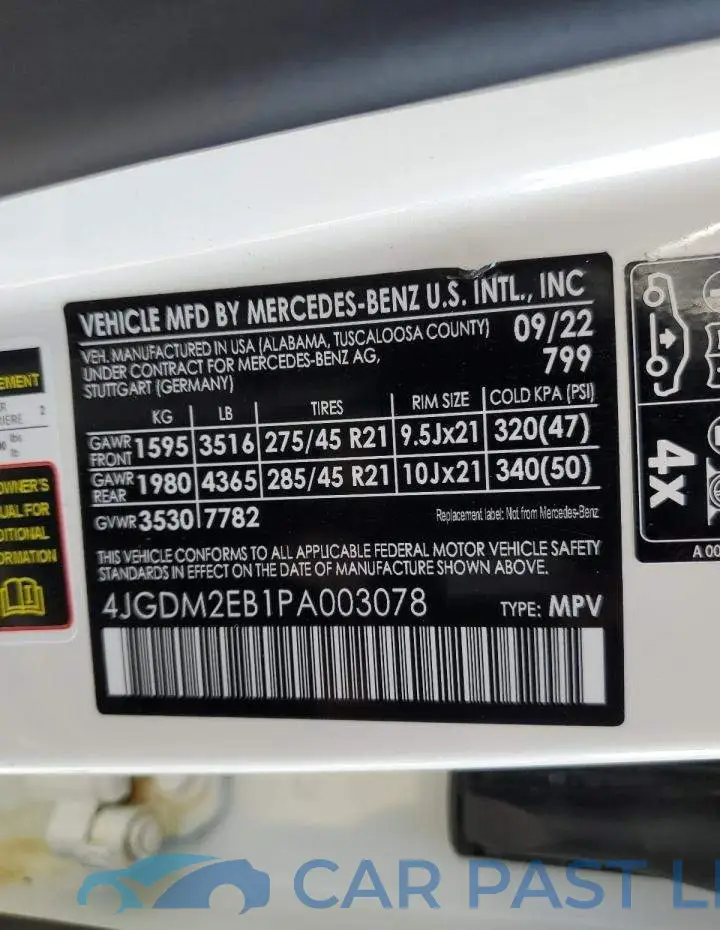 4JGDM2EB1PA003078# 12