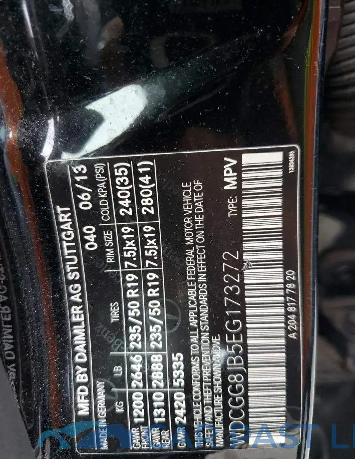 WDCGG8JB5EG173272# 13