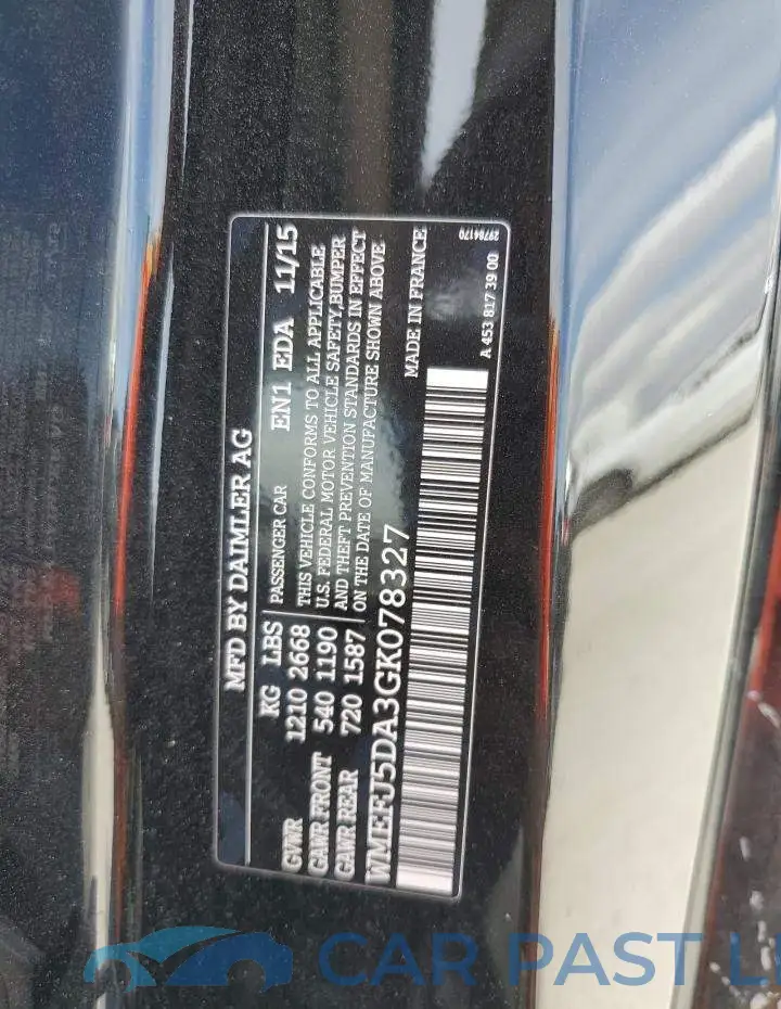 WMEFJ5DA3GK078327# 13