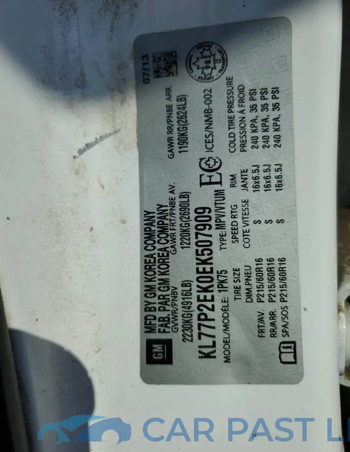 KL77P2EK0EK507909# 14