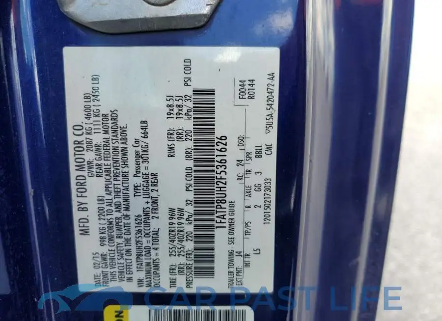 1FATP8UH2F5361626# 12