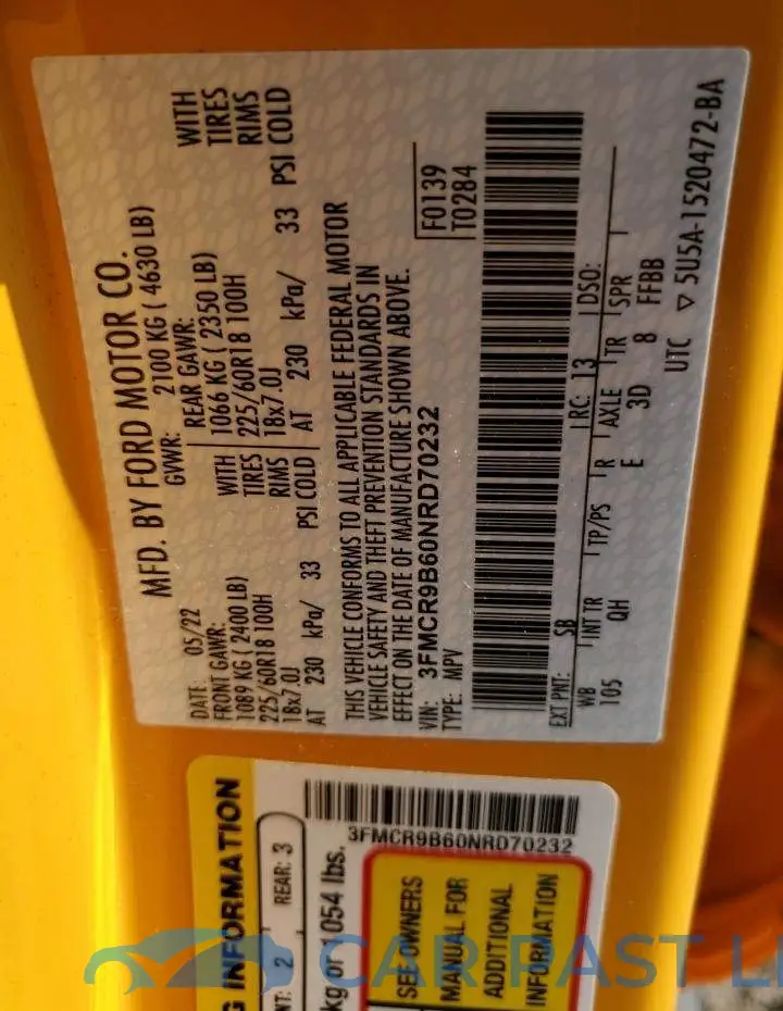 3FMCR9B60NRD70232# 12