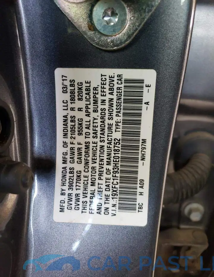 19XFC1F93HE018752# 12
