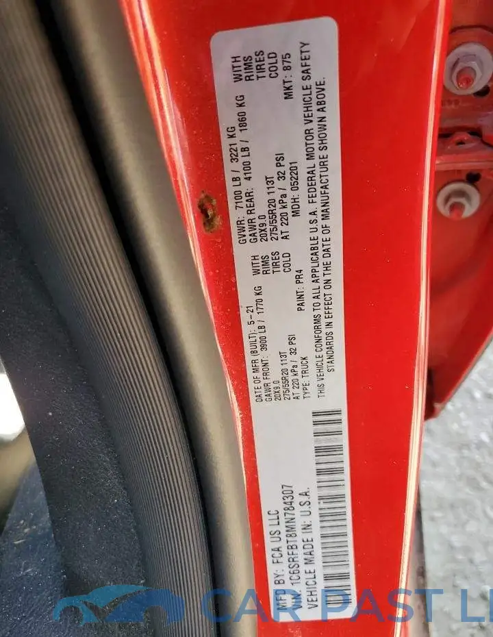 1C6SRFBT8MN784307# 12