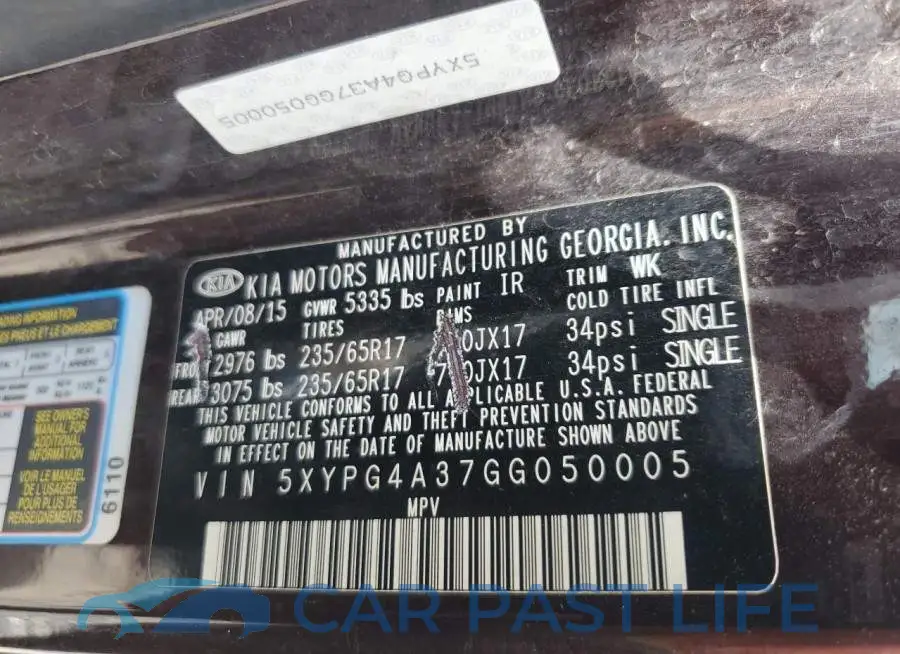 5XYPG4A37GG050005# 12