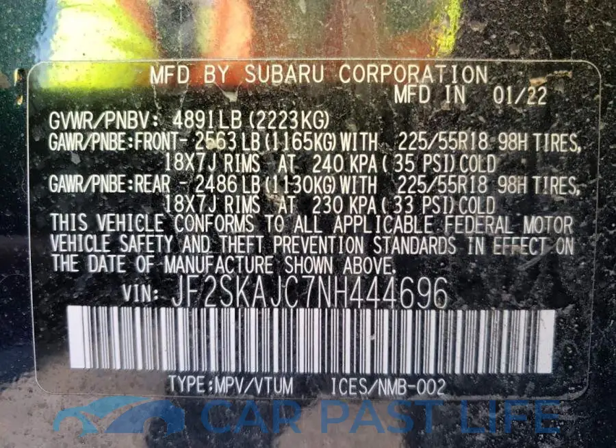 JF2SKAJC7NH444696# 13