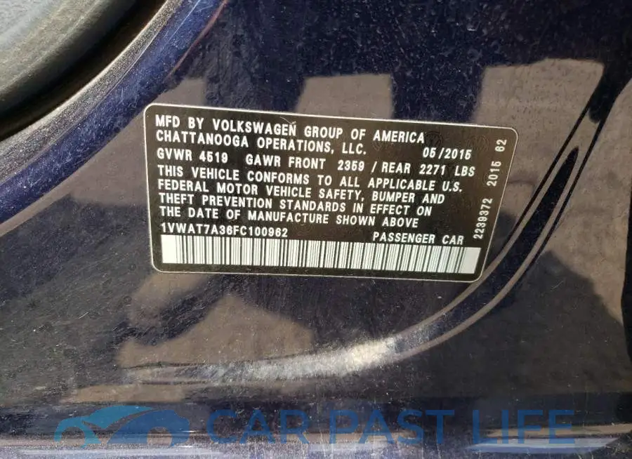 1VWAT7A36FC100962# 12