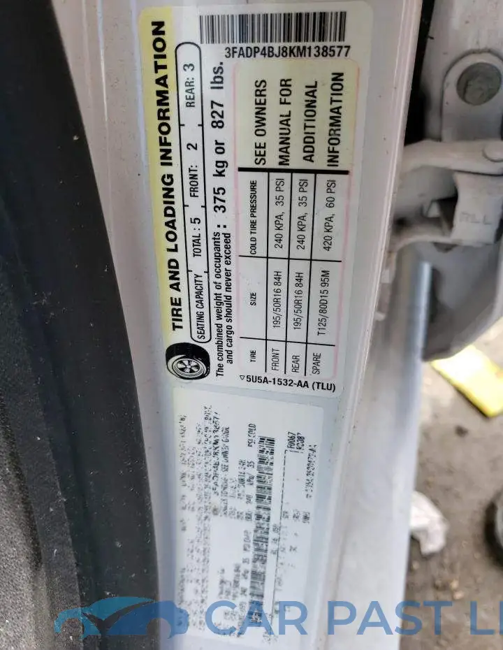 3FADP4BJ8KM138577# 12
