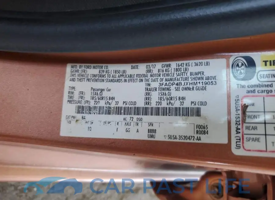 3FADP4BJXHM119053# 12