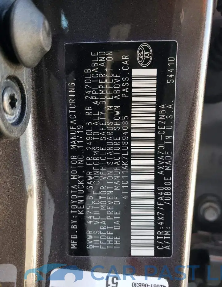 4T1C11AK7LU894085# 12