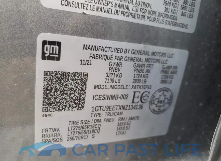 1GTU9EETXNZ134136# 13