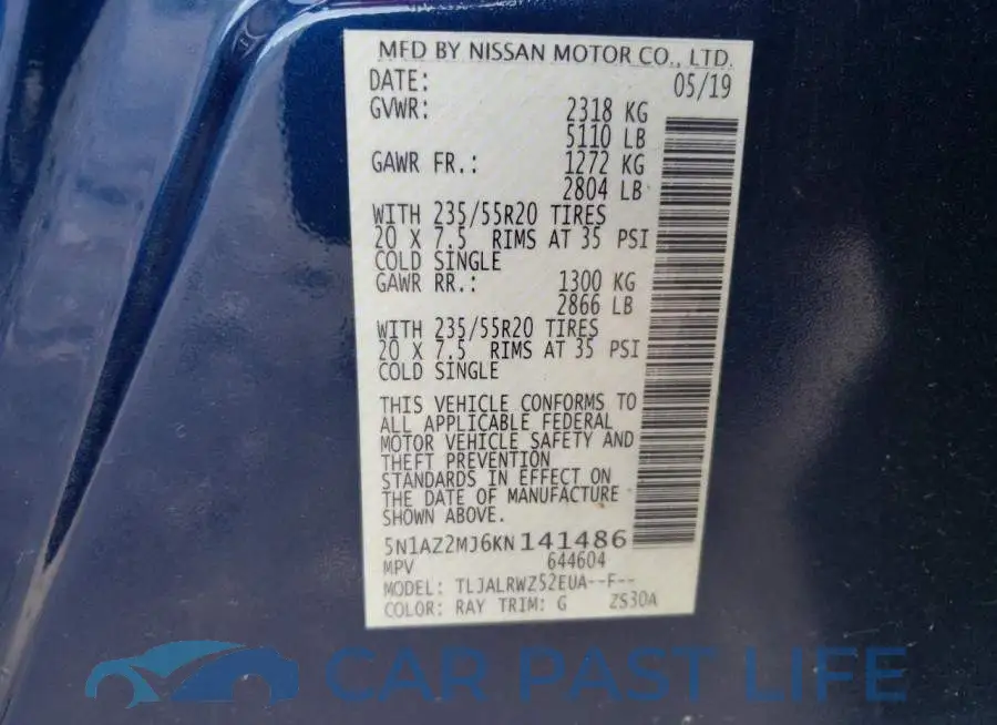 5N1AZ2MJ6KN141486# 12