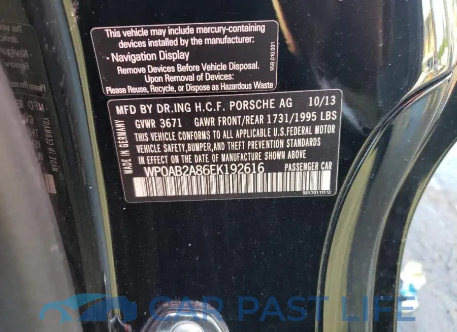 WP0AB2A86EK192616# 13