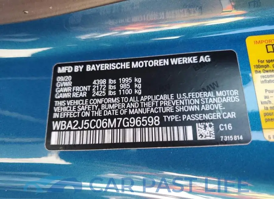 WBA2J5C06M7G96598# 12