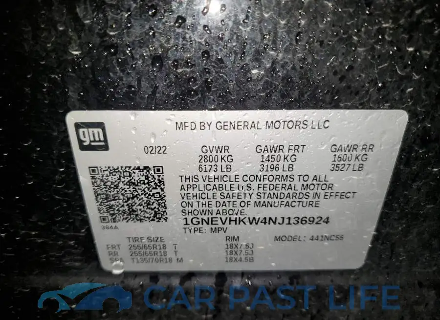 1GNEVHKW4NJ136924# 13