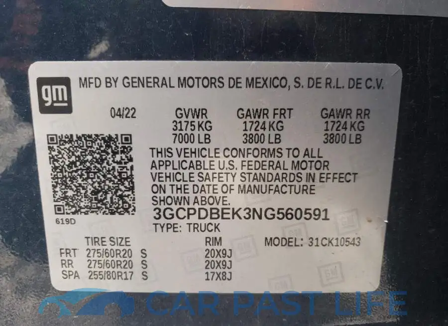 3GCPDBEK3NG560591# 12